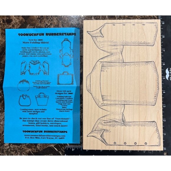 TooMuchFun Bowling / Folding Shirt wood mounted Rubber Stamp - Picture 1 of 5